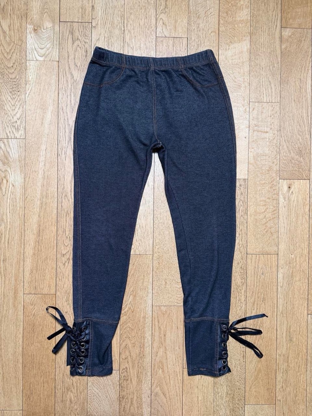 Y2K Lace-Up Denim Dark Wash Stretch Skinny Jeans Leggings
